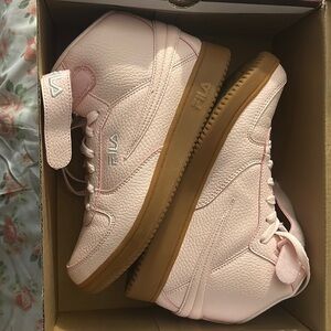 Pink high top sneakers